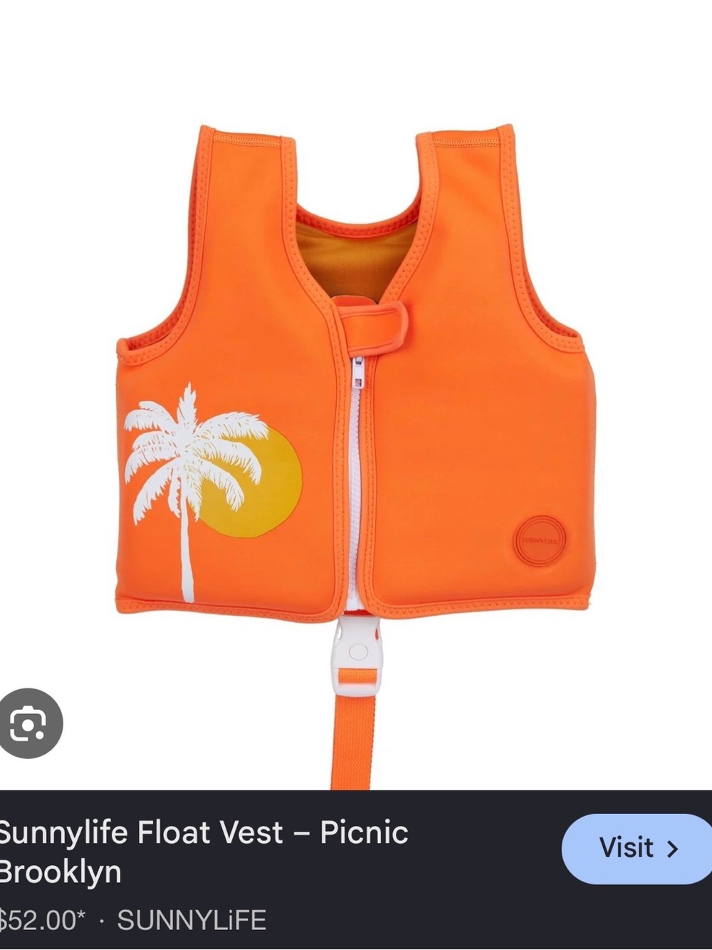 Sunnylife Orange Palm Print Swim Vest